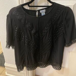 Black size medium Abbeline shirt, beautiful lace detail all over